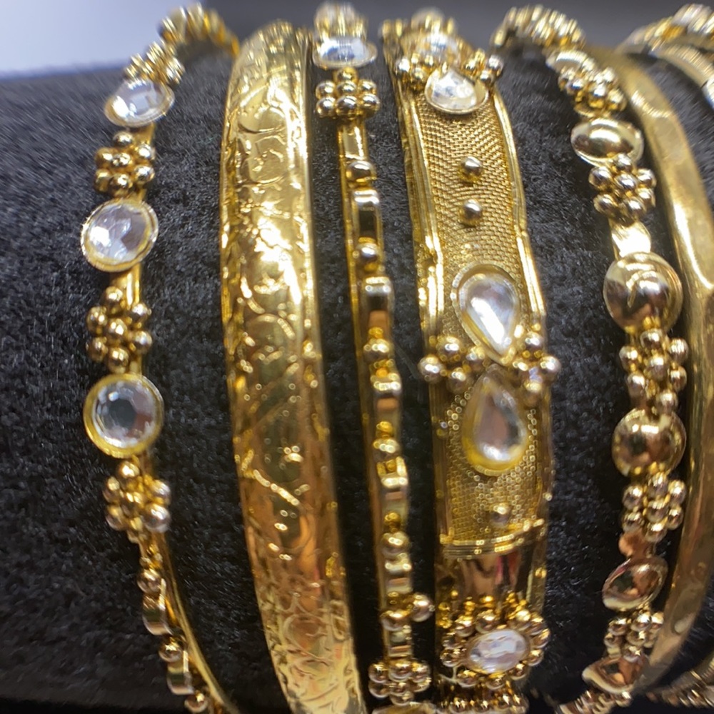 Multiple Gold Crystal Bangle Bracelets - image 3